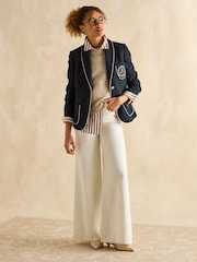 Joules Hartley Navy Blue Shawl Collar Blazer - Image 3 of 8