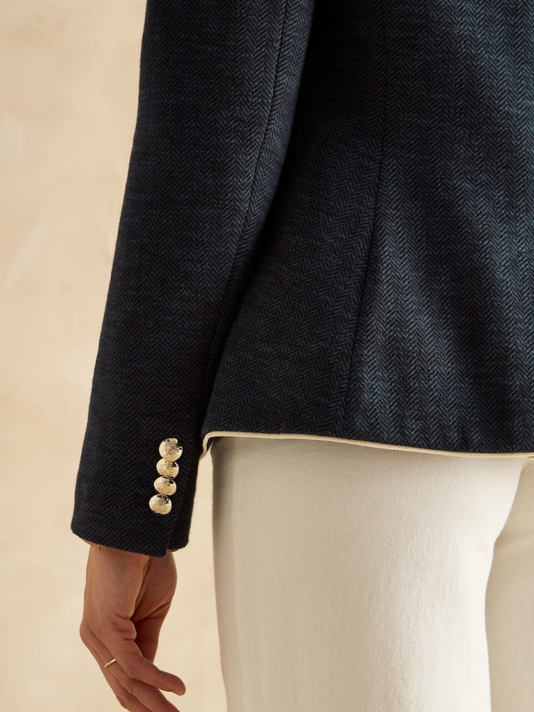 Joules Hartley Navy Blue Shawl Collar Blazer - Image 6 of 8
