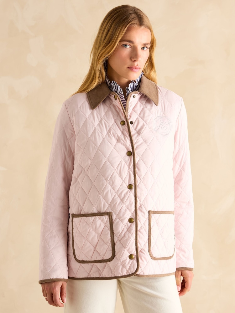 Pink - Joules Quinn Showerproof Diamond Quilted Coat - Bild 1 von 12 Pink - Joules Quinn Showerproof Diamond Quilted Coat - Bild 1 von 12
