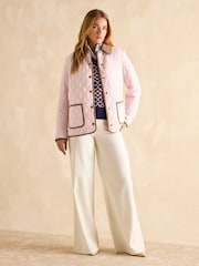وردي - معطف مبطن شكل معين هندسي مضاد للماء Quinn من Joules - Image 3 of 14