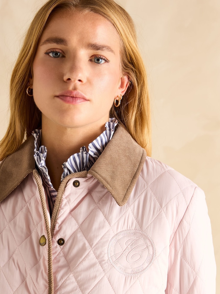 Rose - Joules Quinn Showerproof Diamond Quilted Coat (manteau matelassé en diamant imperméable à l'eau) - Image 4 of 12