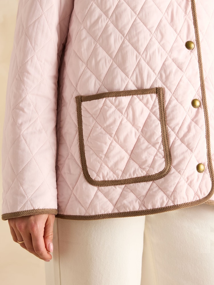 Rose - Joules Quinn Showerproof Diamond Quilted Coat (manteau matelassé en diamant imperméable à l'eau) - Image 8 of 12