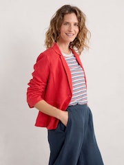Seasalt Cornwall Red Petite Blinker Linen Blazer - Image 3 of 5