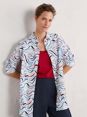 Seasalt Cornwall White Timbre Longline Shirt - Image 1 of 4