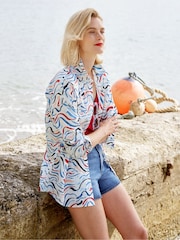 Seasalt Cornwall White Timbre Longline Shirt - Image 2 of 4