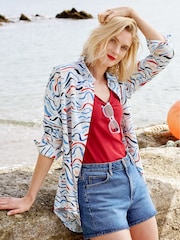 Seasalt Cornwall White Timbre Longline Shirt - Image 3 of 4