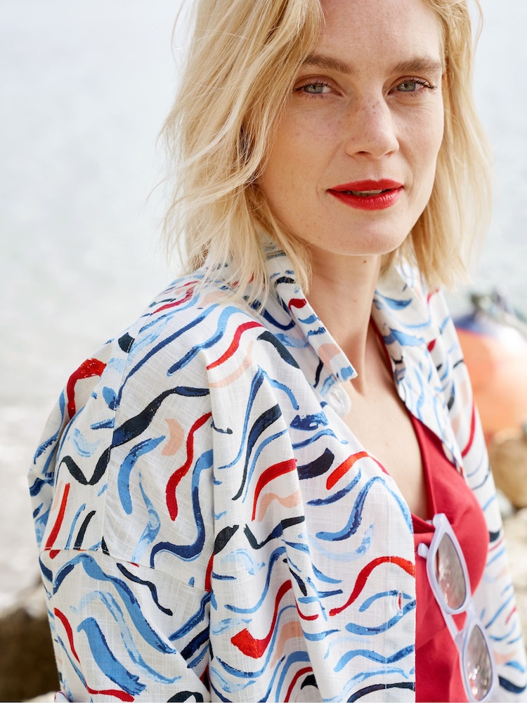 Seasalt Cornwall White Timbre Longline Shirt - Image 4 of 4