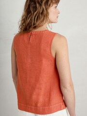Seasalt Cornwall Orange Lighthouse Station 100% Linen Vest - Image 2 of 5
