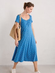 Seasalt Cornwall Blue Secret Cove Empire Line Midi Dress - Image 3 of 5