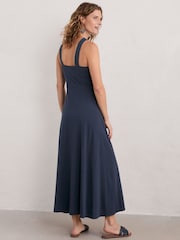 Seasalt Cornwall Blue Faraway Sea Halter Neck Maxi Dress - Image 2 of 3