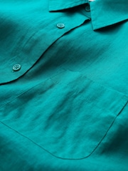 Seasalt Cornwall Blue Drydock Short Sleeve 100% Linen Shirt - Image 5 of 5