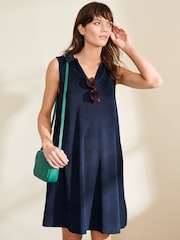 Seasalt Cornwall Blue Pentas Terry Towelling Dress - Image 2 of 7