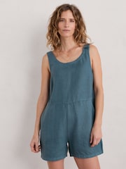 Seasalt Cornwall Blue Salt Air Linen Playsuit - Image 1 of 6