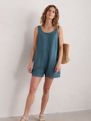 Seasalt Cornwall Blue Salt Air Linen Playsuit - Image 3 of 6