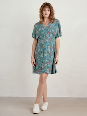 Seasalt Cornwall Blue Tall Wilsey Empire Line Flared Sleeve Dress - Image 1 of 5