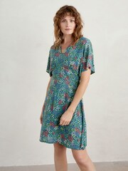Seasalt Cornwall Blue Tall Wilsey Empire Line Flared Sleeve Dress - Image 3 of 5