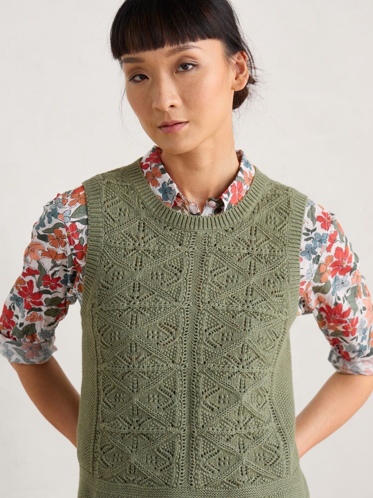 Seasalt Cornwall Green Doe Path Knitted Vest - Image 1 of 5