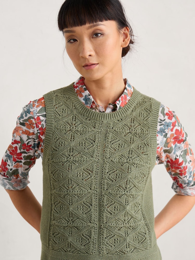 Seasalt Cornwall Green Doe Path Knitted Vest - Image 1 of 5 Seasalt Cornwall Green Doe Path Knitted Vest - Image 1 of 5