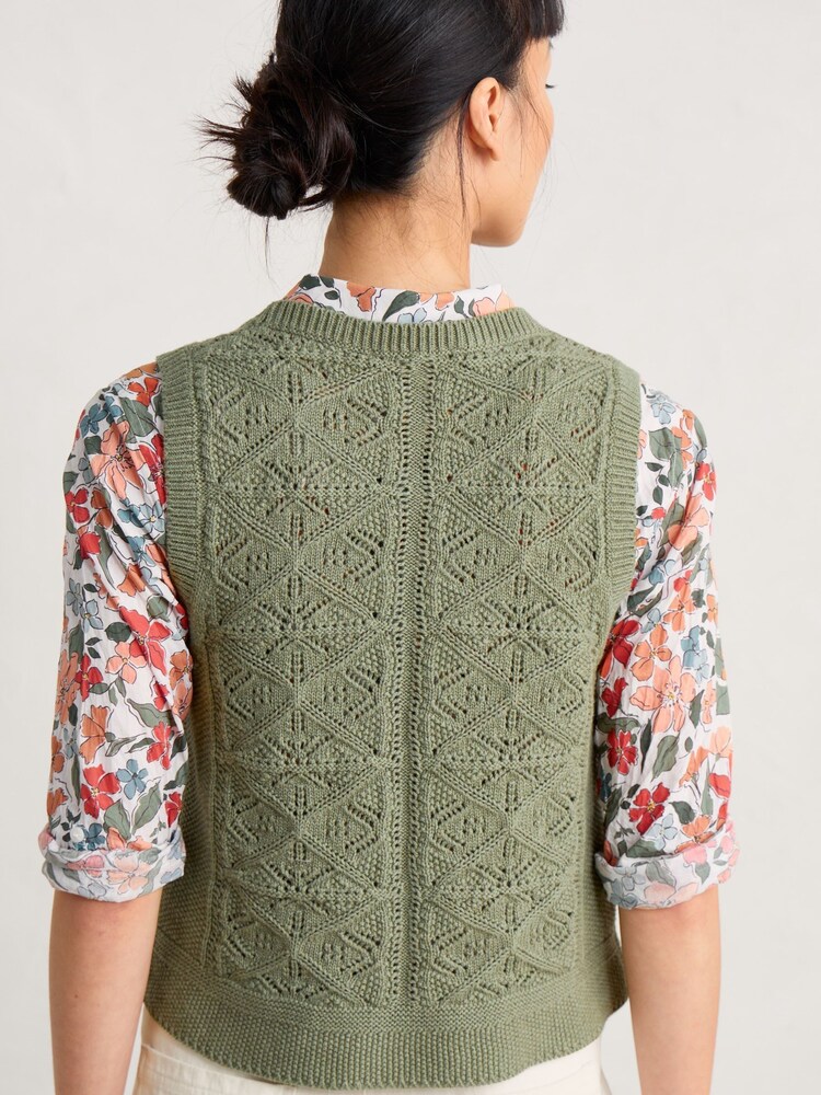 Seasalt Cornwall Green Doe Path Knitted Vest - Image 2 of 5