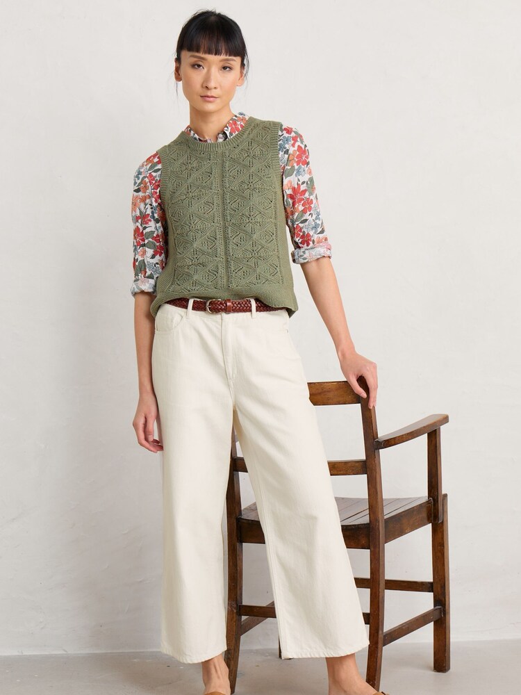 Seasalt Cornwall Green Doe Path Knitted Vest - Image 3 of 5