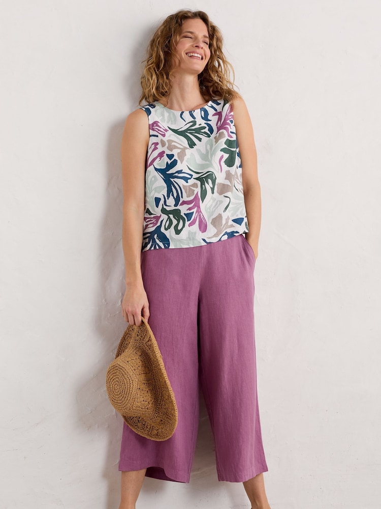 Seasalt Cornwall Pink Merrivale 100% Linen Culottes - Image 1 of 5