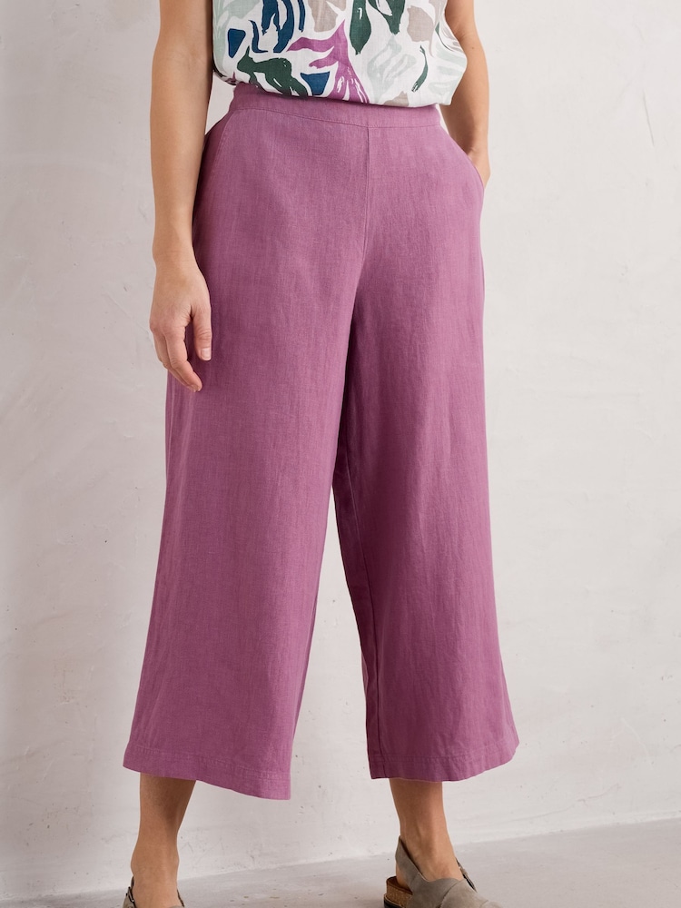 Seasalt Cornwall Pink Merrivale 100% Linen Culottes - Image 2 of 5