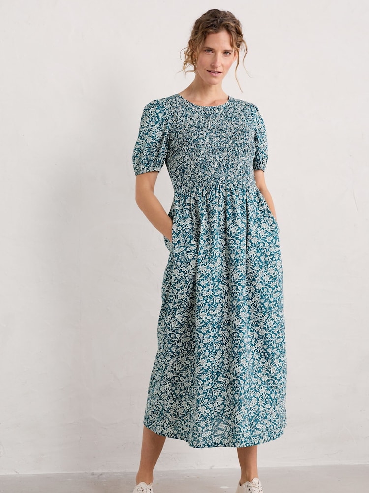 Seasalt Cornwall Blue Meadowsweet Short Sleeve Dress - Image 1 of 5 Seasalt Cornwall Blue Meadowsweet Short Sleeve Dress - Image 1 of 5