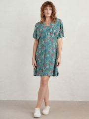 Seasalt Cornwall Blue Wilsey Empire Line Flared Sleeve Dress - Image 1 of 5