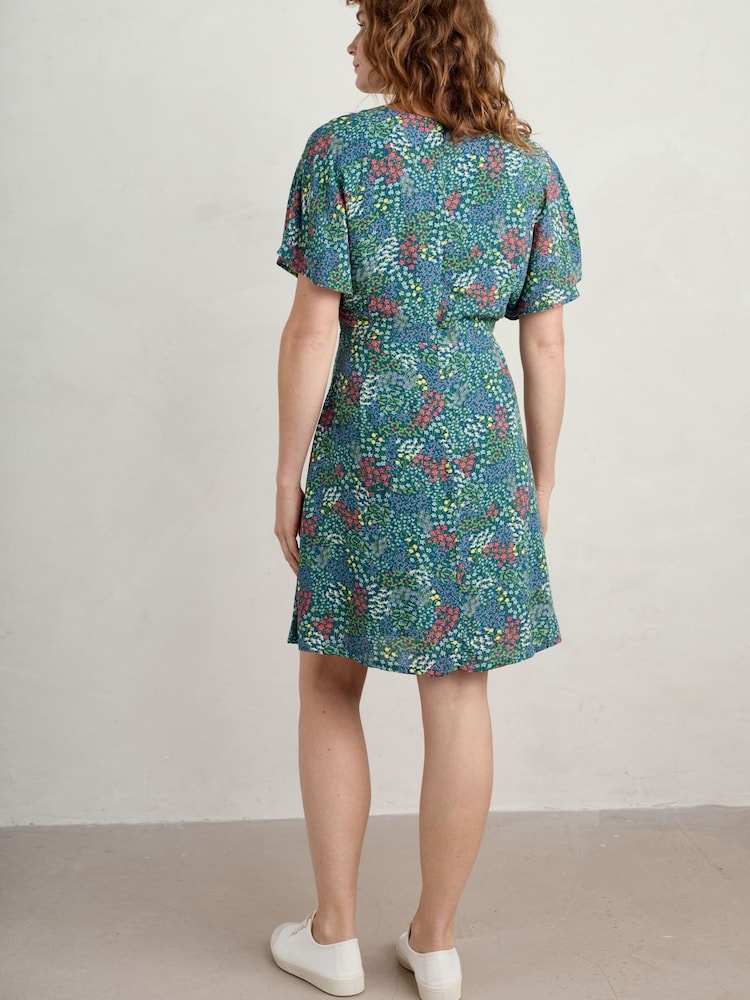 Seasalt Cornwall Blue Wilsey Empire Line Flared Sleeve Dress - Image 2 of 5
