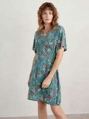 Seasalt Cornwall Blue Wilsey Empire Line Flared Sleeve Dress - Image 3 of 5