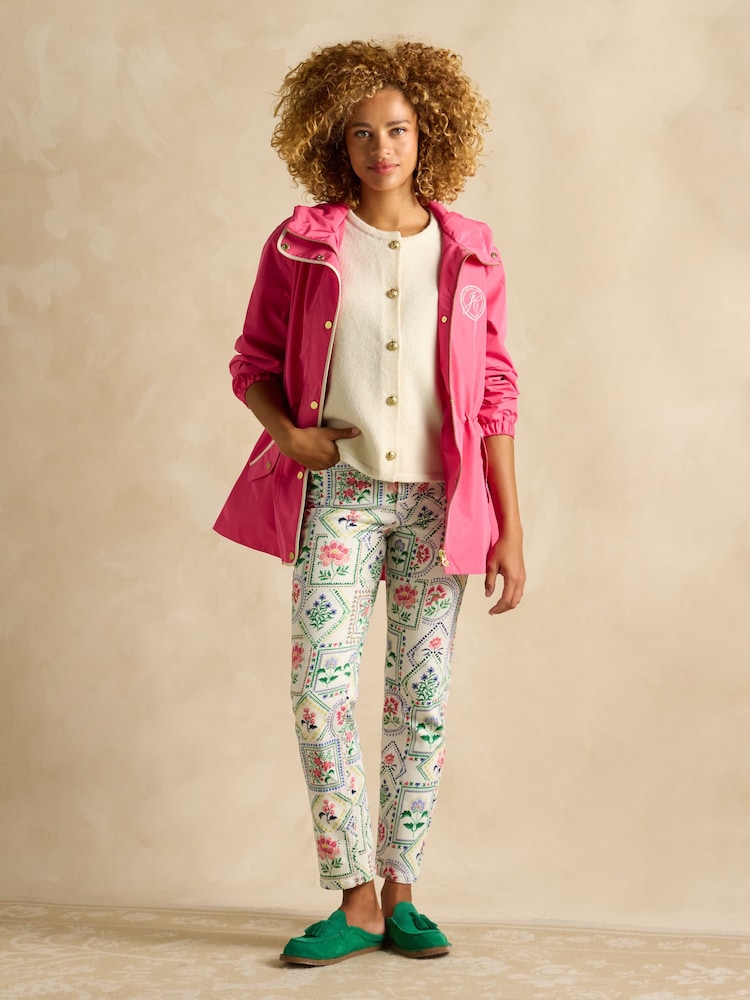 Joules Holt Pink Waterproof Packable Raincoat with Hood - Image 3 of 9
