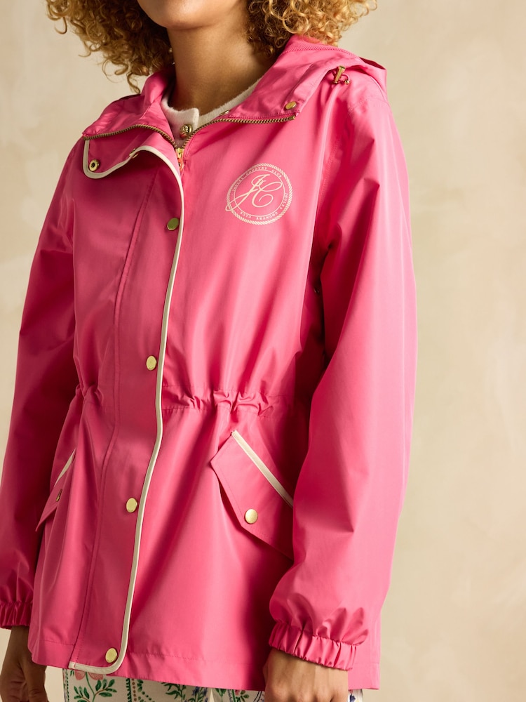 Joules Holt Pink Waterproof Packable Raincoat with Hood - Image 6 of 9