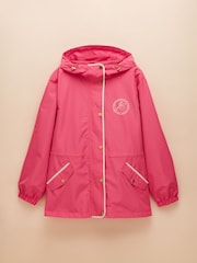 Joules Holt Pink Waterproof Packable Raincoat with Hood - Image 7 of 9