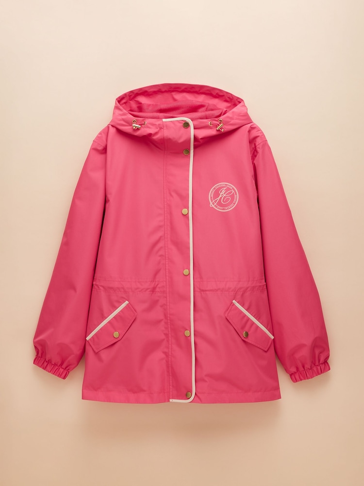 Joules Holt Pink Waterproof Packable Raincoat with Hood - Image 7 of 9
