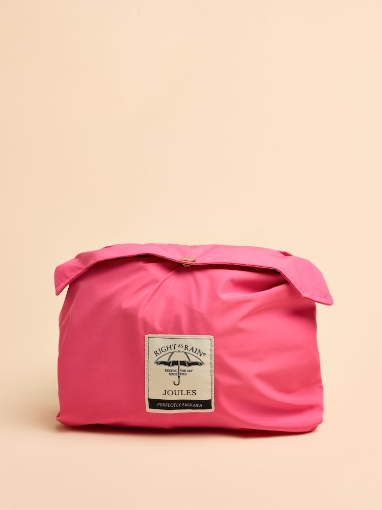 Joules Holt Pink Waterproof Packable Raincoat with Hood - Image 8 of 9