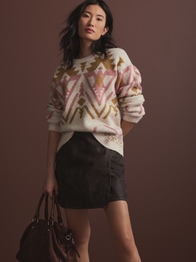 Zartrosa - Soft Touch Patterned Knitted Jumper - Bild 1 von 8 Zartrosa - Soft Touch Patterned Knitted Jumper - Bild 1 von 8