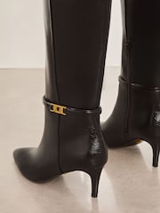 Lipsy Black Straight Leg Faux Leather Long Knee High Boots - Image 2 of 4