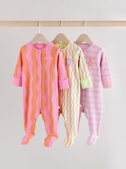 Multi Popper Baby 100% Cotton Sleepsuits 3 Pack (0mths-2yrs) - Image 1 of 14