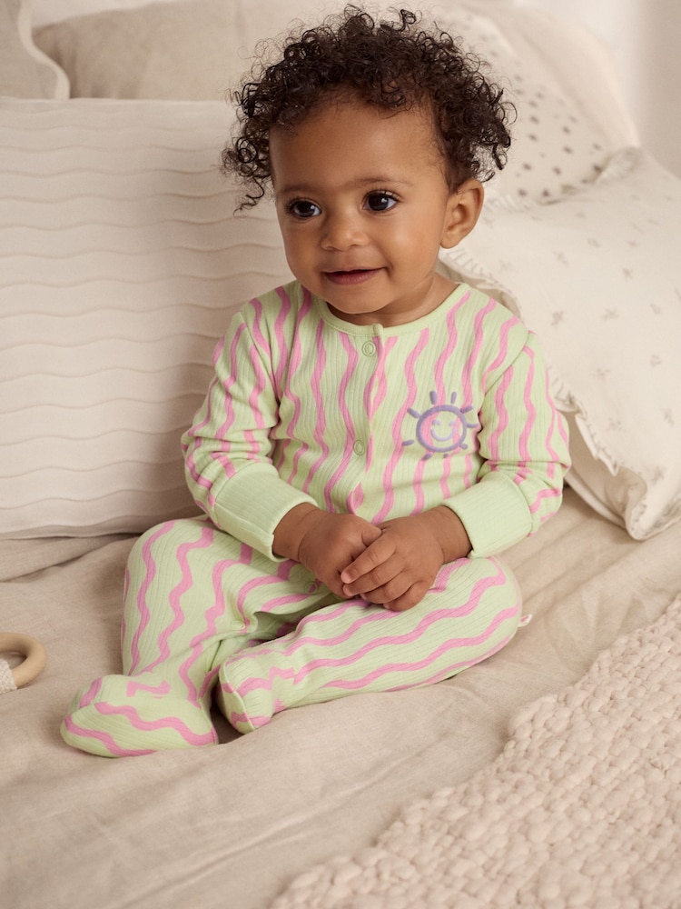 Multi Popper Baby 100% Cotton Sleepsuits 3 Pack (0mths-2yrs) - Image 2 of 14