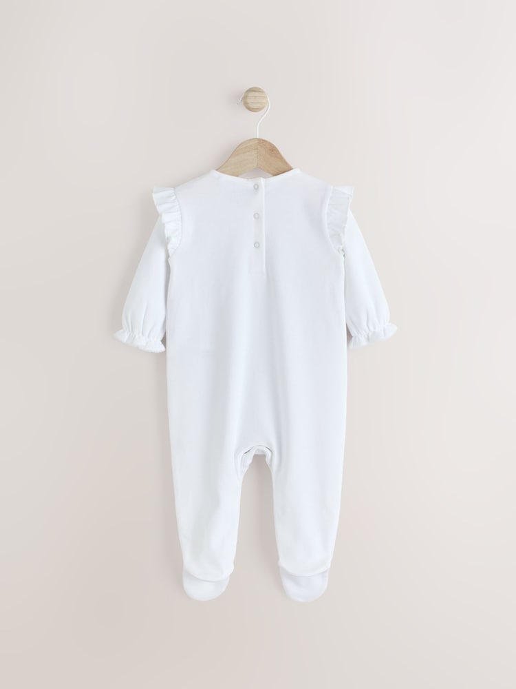 White Occasion Baby 100% Cotton Sleepsuit (0mths-2yrs) - Image 2 of 8