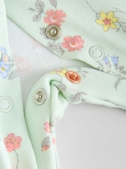 Blue 3 Pack Floral Blue Baby Sleepsuit (0-2yrs) - Image 10 of 13