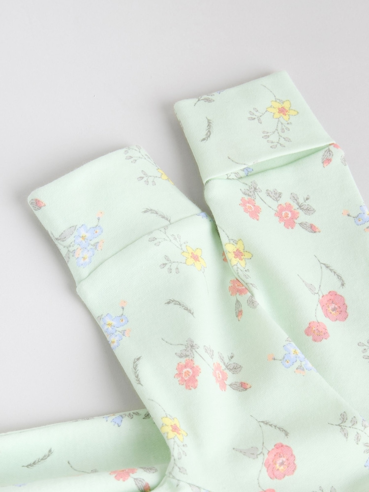 Blue 3 Pack Floral Blue Baby Sleepsuit (0-2yrs) - Image 12 of 13
