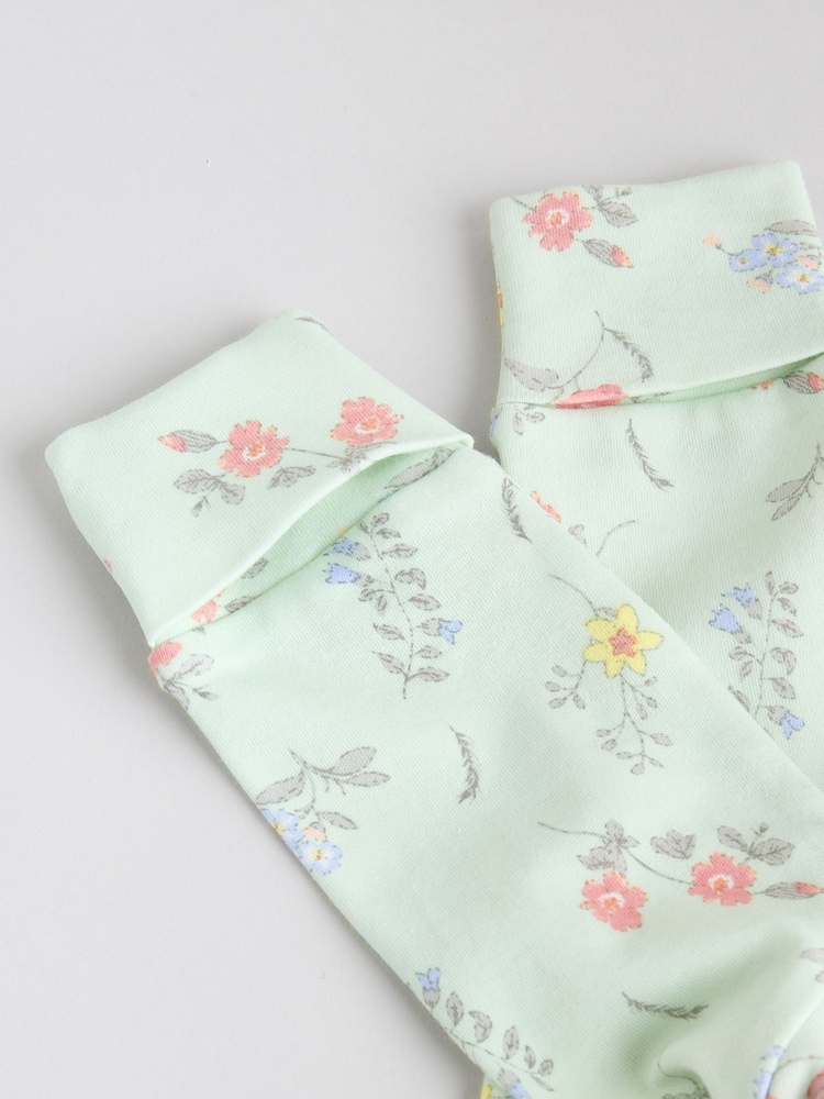 Blue 3 Pack Floral Blue Baby Sleepsuit (0-2yrs) - Image 13 of 13
