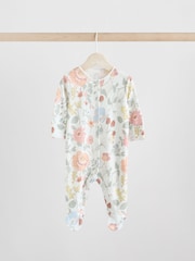 Blue 3 Pack Floral Blue Baby Sleepsuit (0-2yrs) - Image 6 of 13