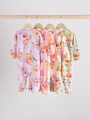 Yellow Floral Baby 100% Cotton Sleepsuits 4 Pack (0-2yrs) - Image 2 of 14