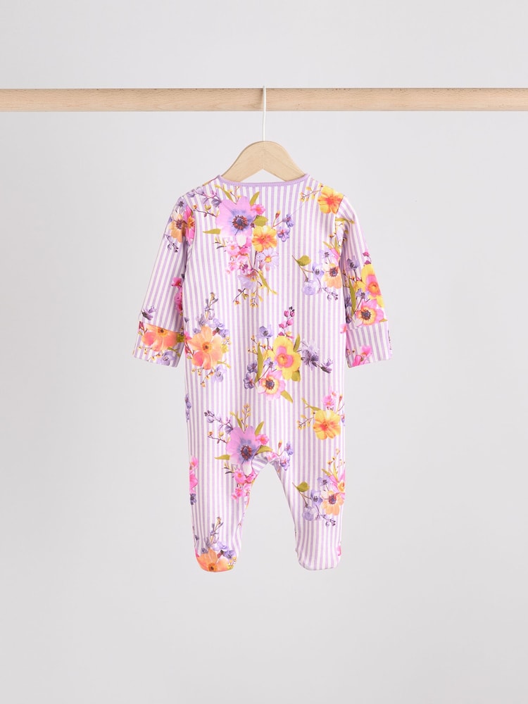 Yellow Floral Baby 100% Cotton Sleepsuits 4 Pack (0-2yrs) - Image 4 of 14