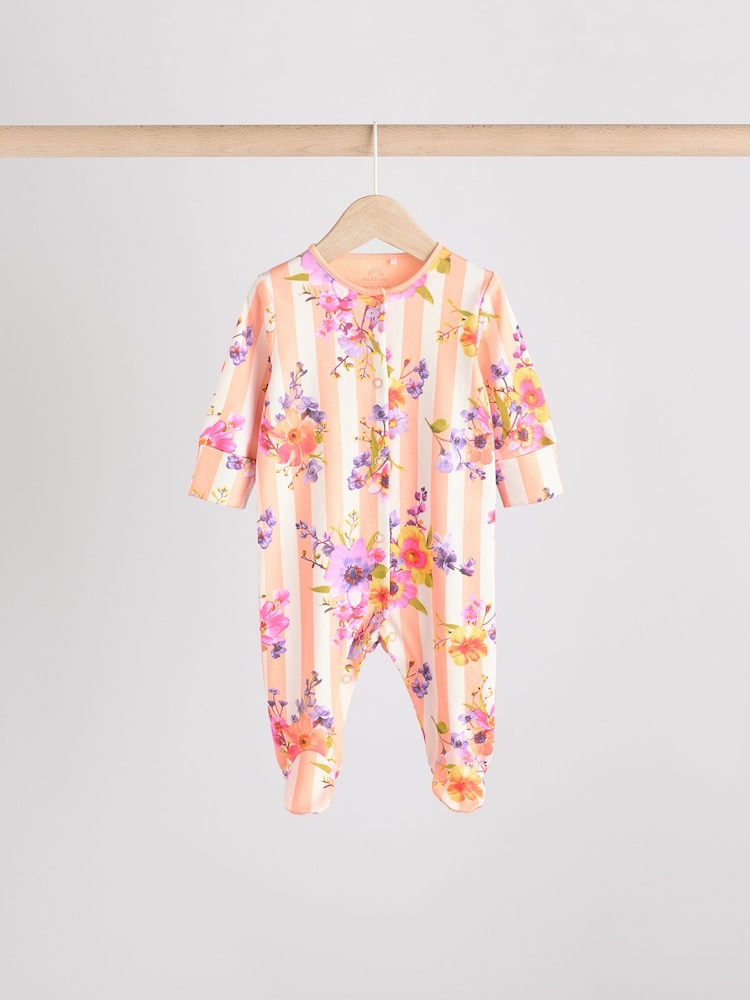 Yellow Floral Baby 100% Cotton Sleepsuits 4 Pack (0-2yrs) - Image 5 of 14