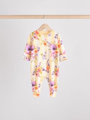 Yellow Floral Baby 100% Cotton Sleepsuits 4 Pack (0-2yrs) - Image 6 of 14