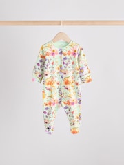 Yellow Floral Baby 100% Cotton Sleepsuits 4 Pack (0-2yrs) - Image 7 of 14