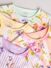 Yellow Floral Baby 100% Cotton Sleepsuits 4 Pack (0-2yrs) - Image 9 of 14